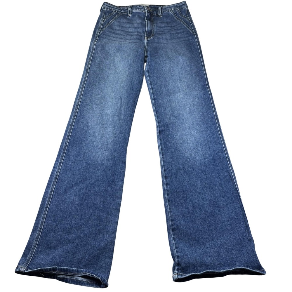 KanCan Wide Leg Jeans Womens 9/28 Blue Medium Wash High Rise Stretch KC2248M